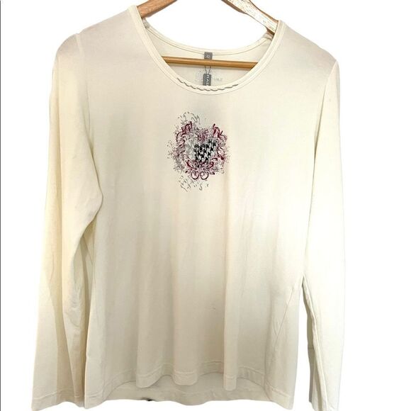 Rabe, new with tags, Long Sleeve T-Shirt, Cream with graphic and embroidery - Picture 2 of 7